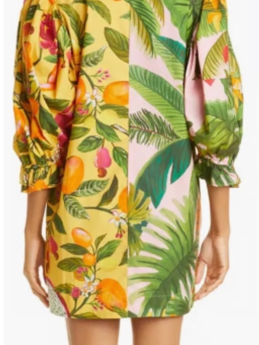 Farm Rio Mixed Prints Puff Sleeves Chemise Dress - Picture 4 of 6